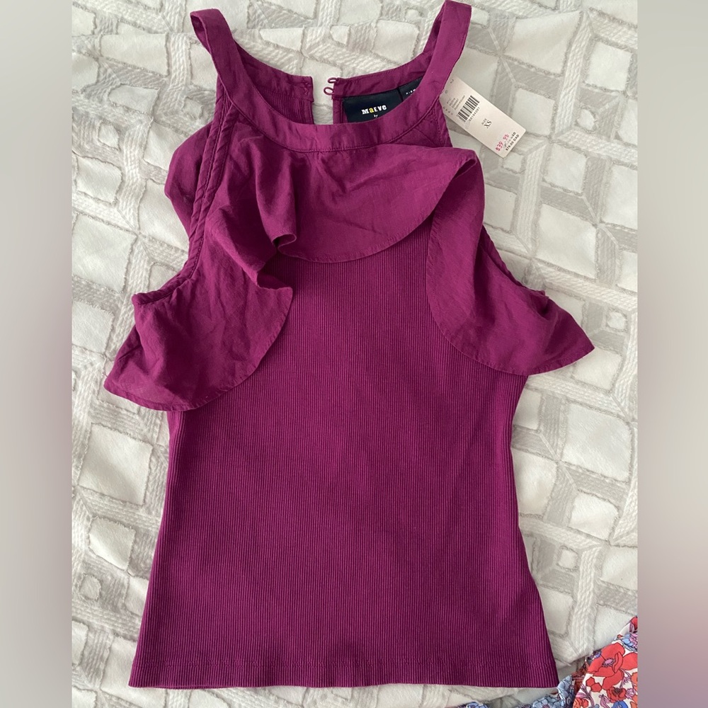 Anthro purple top with ruffle
